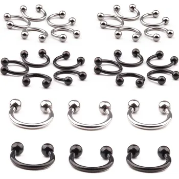 

5pcs/lot Stainless Steel Tragus Helix Nose Ring Piercing Horseshoe Cartilage Earrings Nose Stud Nariz Body Jewelry Wholesale