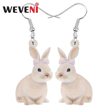 

WEVENI Acrylic Brown Easter Smile Hare Rabbit Bunny Pet Earrings Animal Dangle Drop Jewelry For Women Kids Charm Gift Decoration