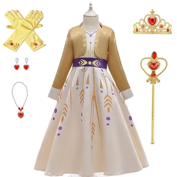 

2020 New Anna Elsa 2 Girl Princess Dress For 5 8 10 12 Year Girls Birthday Evening Party Costume Children Vestidos Clothing set