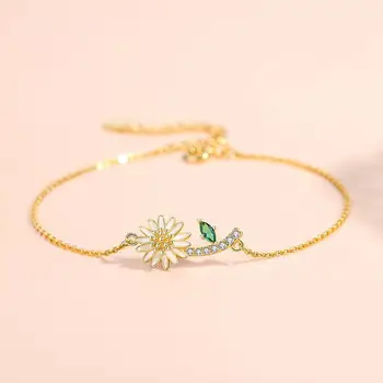 

Daisy Bracelet Real 925 Sterling Silver Daisy Flower Chain Bracelets Dainty Jewelry for Women Gifts for Wife Daughter Grlfriend