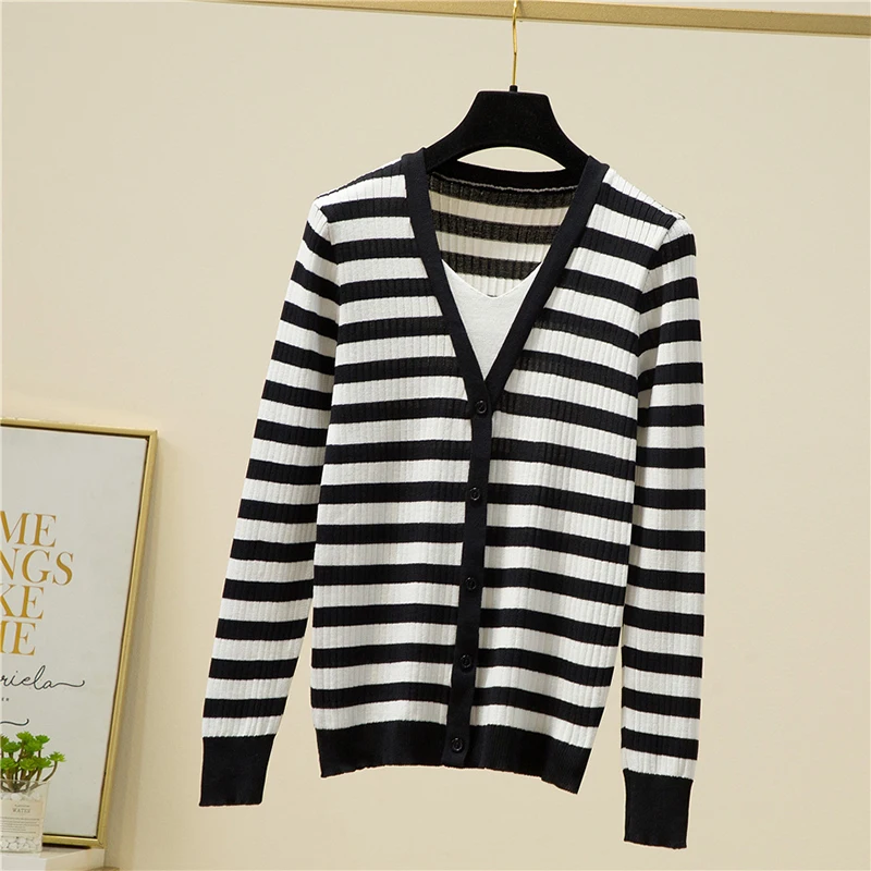 

V Neck Sweater Women Autumn Korean Fashion Jumpers Long Sleeve Top Knitted Pullovers Patchwork Woman Sweaters Sueters De Mujer