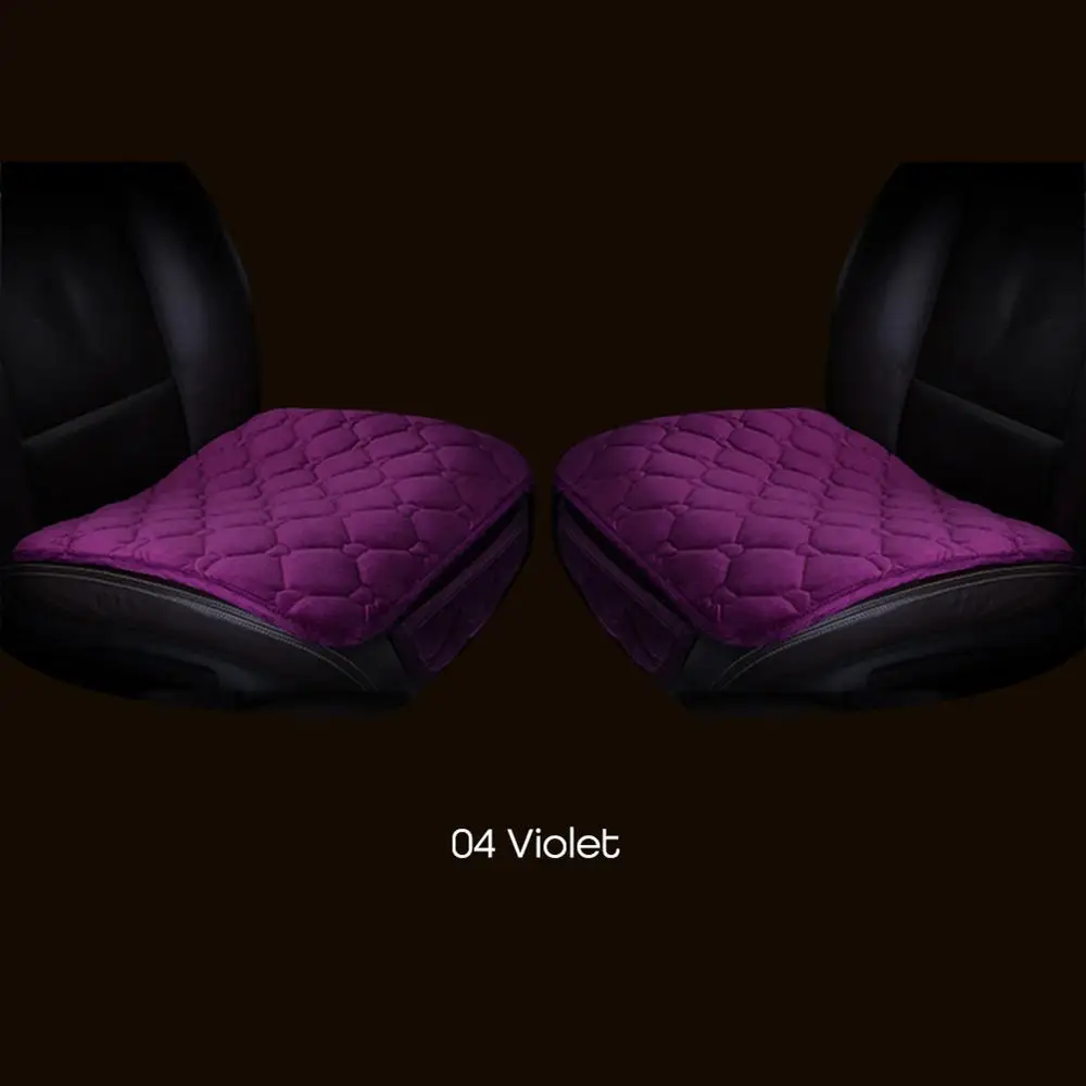Front-Purple Чехол для автомобильного сиденья, Зимняя Теплая Бархатная подушка для сиденья, универсальная передняя задняя спинка, подушка для сиденья для внедорожника, защита для автомобильного сиденья - Название цвета: Front-Purple