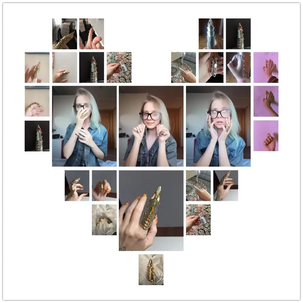2020 NEW Cool Boys Punk Gothic Rock Scroll Joint Armor Knuckle Metal Full Finger Ring Gold Cospaly DIY Ring Halloween decoration - Image 6