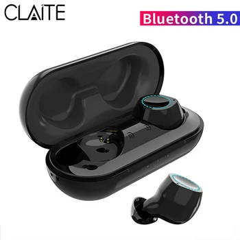 

CLAITE TWS Wireless bluetooth 5.0 Earphone Auto Pairing Waterproof Sport HD Noise Cancenlling Call Stereo Headset with Mic