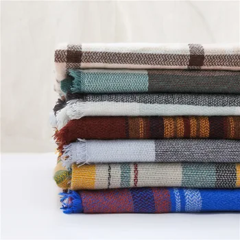 

2020 Knitted Warm Spring Winter Scarf Women Classic Plaid Striped Cashmere Scarves Shawls Luxury Brand Neck Bandana Pashmina Bib