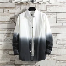 Camisa 2021 primavera e outono venda quente solto gradiente camisa casual versátil primavera e outono tendência manga longa camisa masculina