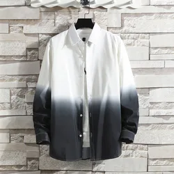 Camisa 2021 primavera e outono venda quente solto gradiente camisa casual versátil primavera e outono tendência manga longa camisa masculina