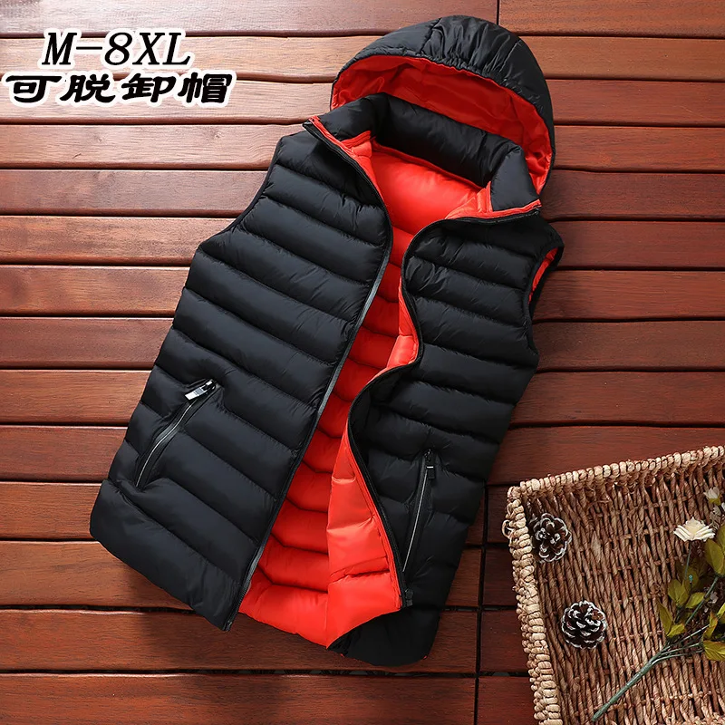 

Autumn And Winter New Style down Feather Cotton Waistcoat Men's Warm Hooded Removable Shoulder Waistcoat Men's Large Size Coat