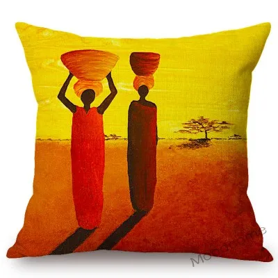 Оранжевый Африка абстрактная картина маслом Искусство домашний декор диван пледы наволочка африканская жизнь впечатление от солнца вид наволочки