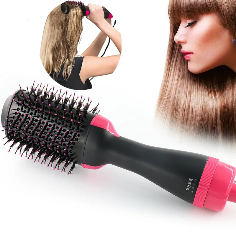 

1000W Professional Hair Dryer Brush 2 In 1 Hair Straightener Curler Comb Electric Blow Dryer With Comb Hair Brush Roller Styler