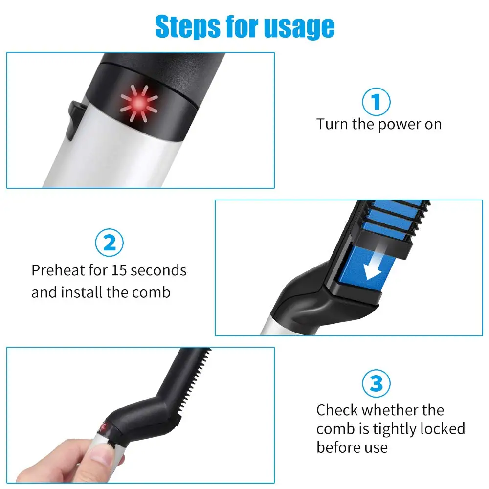 Electric Hair Comb Brush Men Beard Straightener Multifunction Hot Comb Straightening Brush Hair Strightner Styling Tools