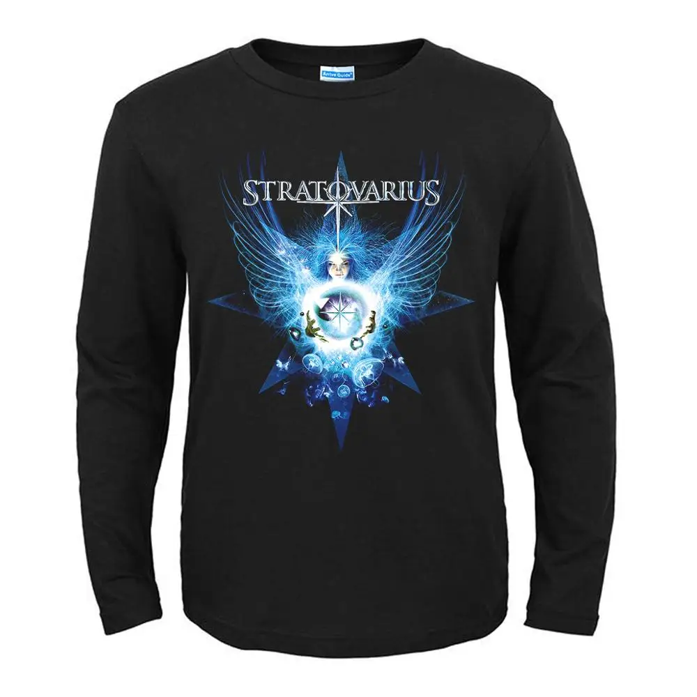 10 дизайнов Ангел финский Stratovarius группа панк готический рок для мужчин и женщин с длинными рукавами рубашка тяжелая металлическая футболка для фитнеса