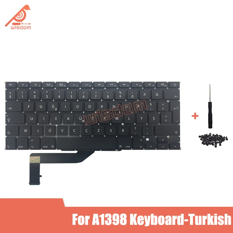 

Full New for Macbook Pro Retina 15" A1398 Turkish Keyboard with Keyboard Screws 2012 2013 2014 2015 Year