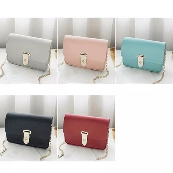 

Ladies One Shoulder Bag Chain Solid Color Shoulder Small Square Bag Luxury Crossbody Messenger Bag Buckle Handbags For Women
