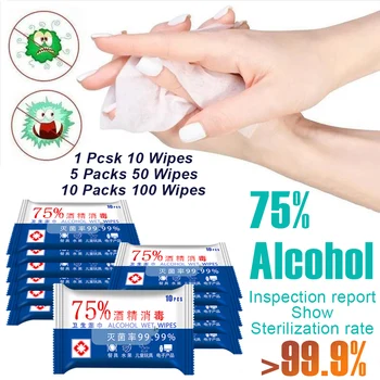 

Hands Disinfection Wipes 10 wipes/pack Travel Size Sterilization Hand Cleaning Wet Wipes