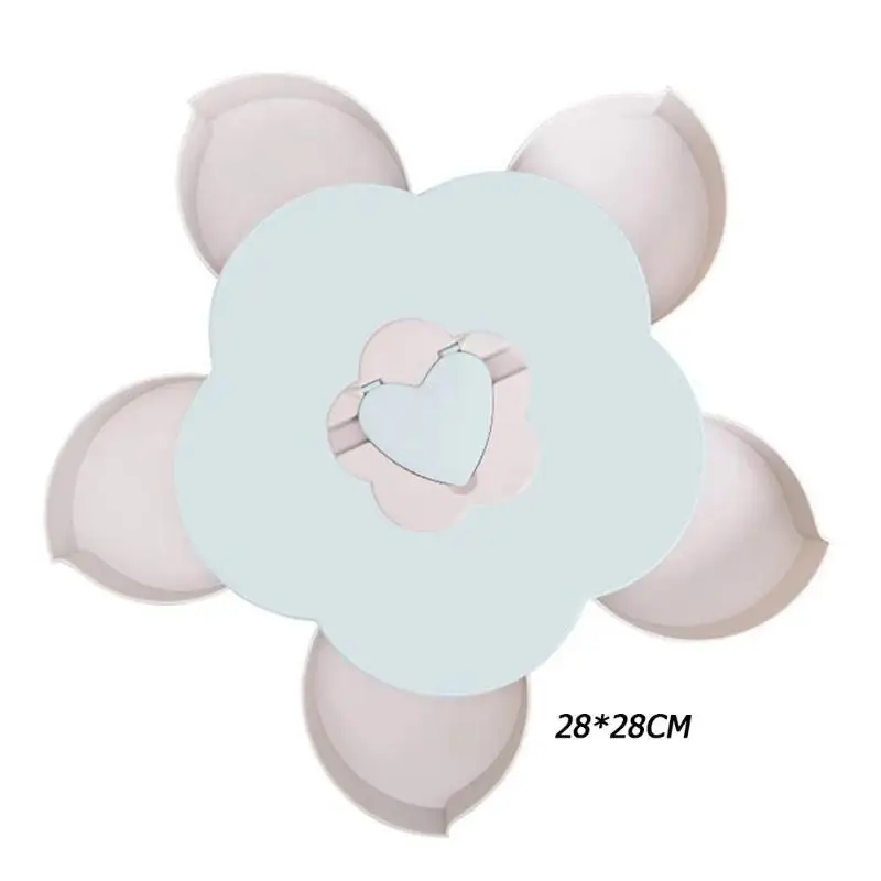 N Single or Double-layer Petal Candy Box Nuts Case Snack Storage Box Container Living Room Rotating Fruit Plate Desktop Organizer - Цвет: N
