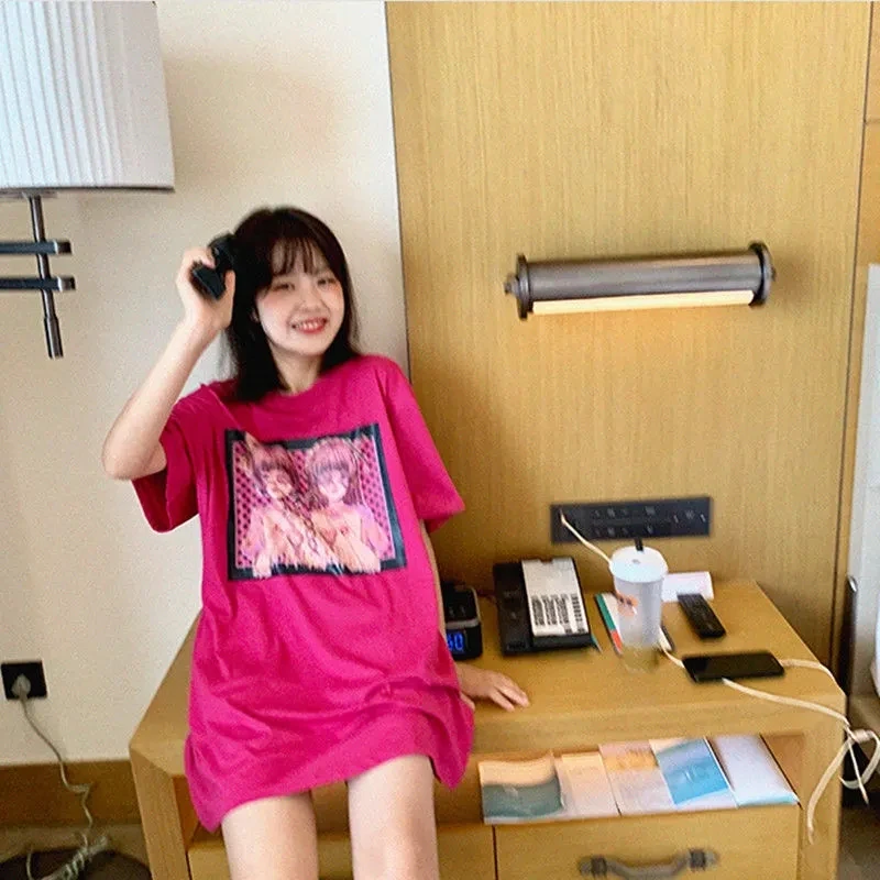 Goth Streetwear Short Sleeve Top Tee Female Kawaii y2k mujer gothic kpop футболка Harajuku Anime Print Black Crop Women T-shirts