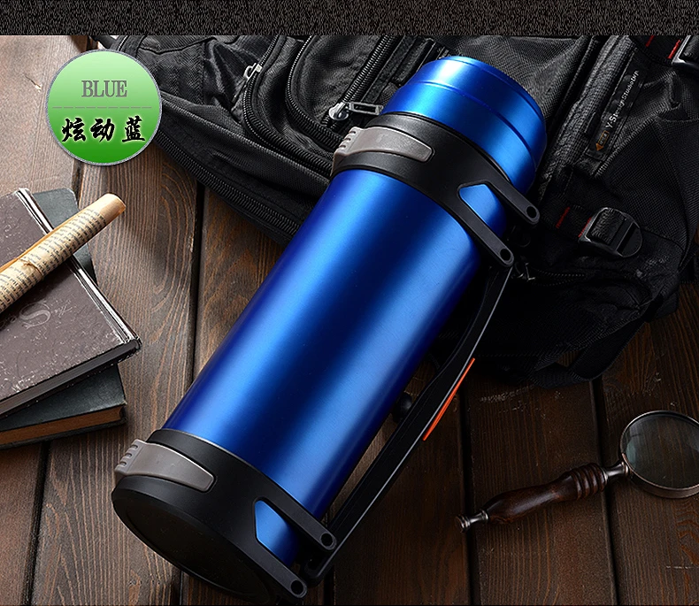 1.2L~ 3LThermos мода на каждый день на открытом воздухе автомобильной Нержавеющая сталь термос для воды Портативный изоляционный вакуум фляга - Цвет: Blue