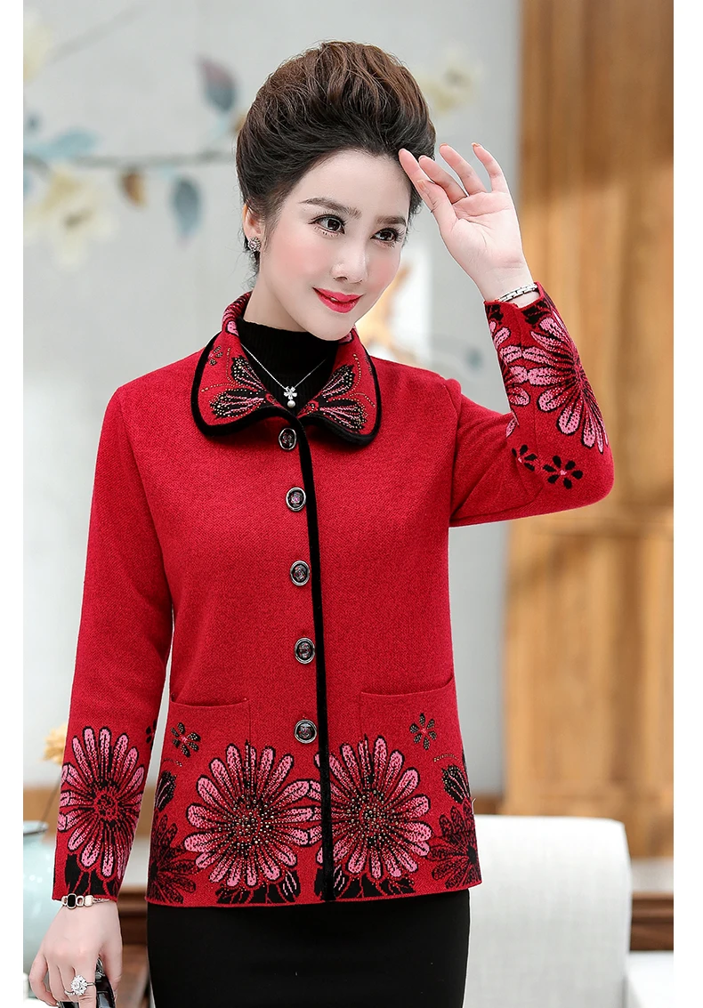 XJXKS ropa mujer Invierno большой свитер элегантный карман однобортный отложной воротник Женский вязаный свитер пальто