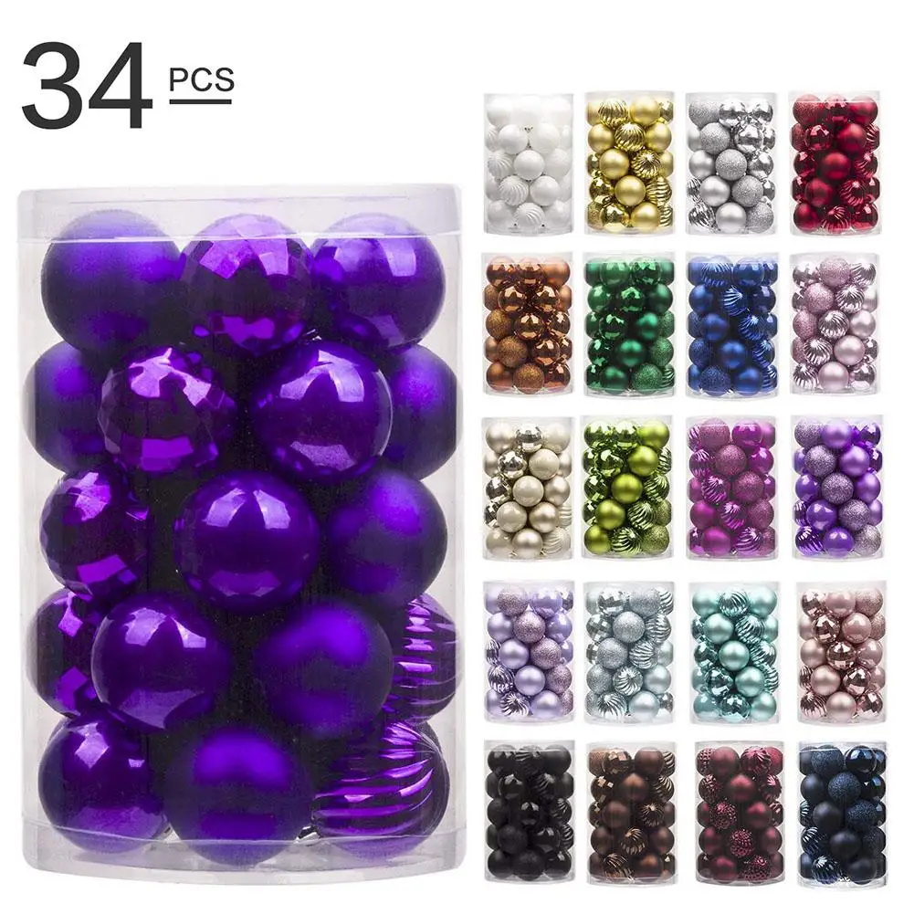 

34pcs/lot 4cm Christmas Tree Decor Ball Bauble Xmas Party Hanging Ball Ornament Decorations For Home Christmas Decorations Gift