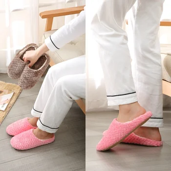 

New Autumn Winter Women Men Slippers Bottom Soft Home Shoe Cotton Thick Slippers Indoor Slip-On Slides Comfortable Shoe Slippers