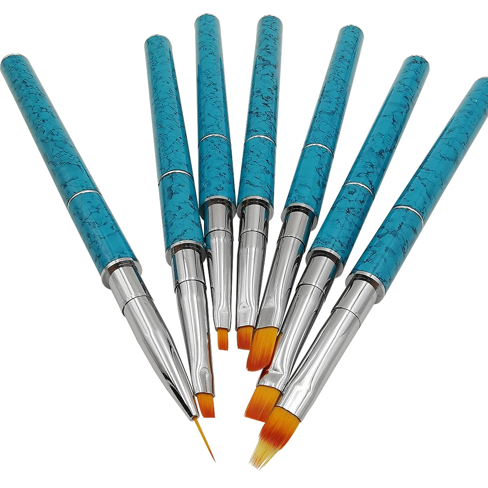 1 шт. лак для ногтей пера синий и белый фарфор металлический стилус с двойной головкой щетки для ногтей и шпатель УФ гель-лаки для ногтей кисть-инструмент для маникюра