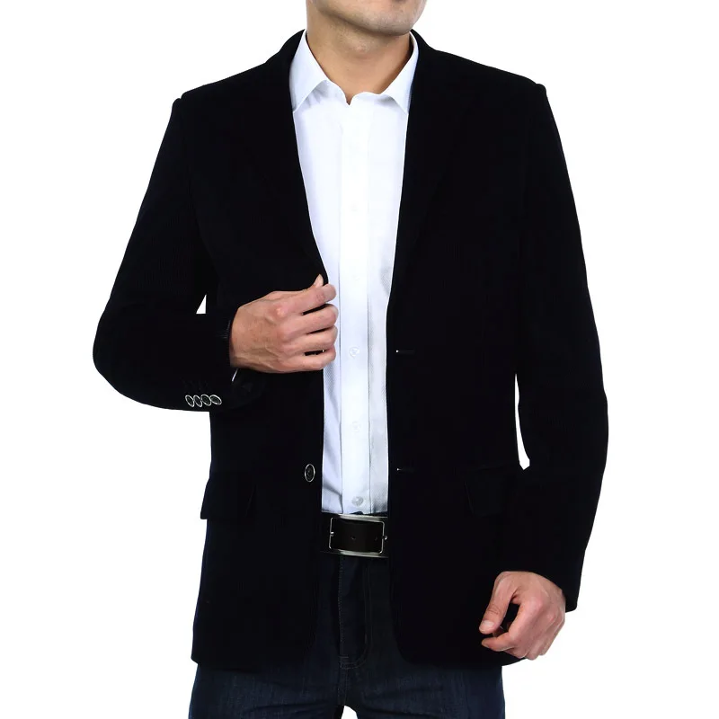Mens Corduroy Blazers 2018 Autumn Men Blazer Smart Casual Jacket Solid Camel Black Cotton Business Suit Jackets Men Officer 4XL Mens Corduroy Blazers 2018 Autumn Men Blazer Smart Casual Jacket Solid Camel Black Cotton Business Suit Jackets Men Officer 4XL