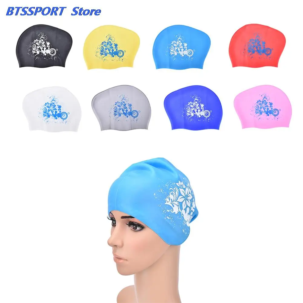 Силиконовая шапочка для плавания с длинными волосами женские водонепроницаемые