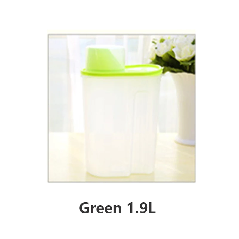 Green 1.9L Кухонная пластиковая герметичная банка, 3 цвета, коробка для хранения зерна, банка для хранения чая, многозерновая банка, очень большой резервуар для хранения - Цвет: Green 1.9L