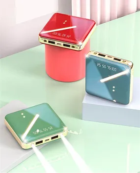 

20000mAh Mini Power Bank For Xiaomi Redmi note8 iphone 11 pro Portable Charger LED Mirror Poverbank External Battery Pack