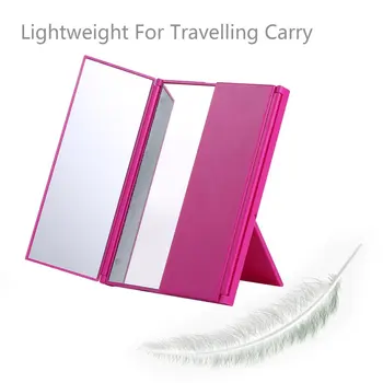 

Portable Folding Adjustable Brightness 8 LED Lighted 1X 2X Magnification Travel Mirror with Battery for Cosmetic Makeup