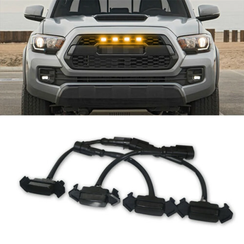 Автомобильный светодиодный фонарь 4 шт. передняя решетка Янтарная для Toyota Tacoma