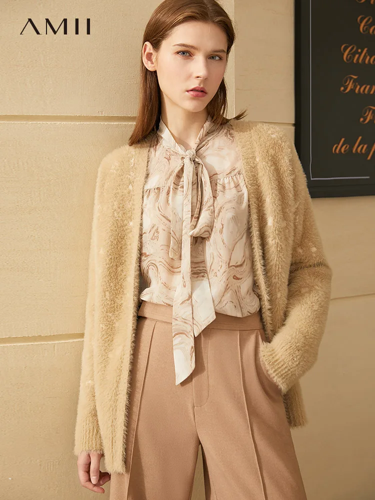 Amii Minimalism Winter Causal Cardigans For Women