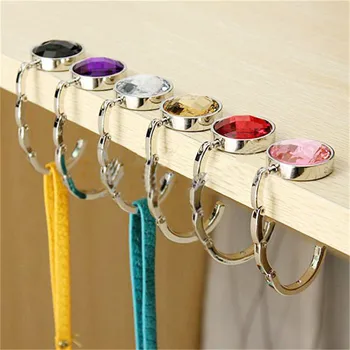

For Hanging Crystal Alloy Magic Hooks for Purse Bag Hanger Portable Handbag Folding Hanger Holder Hook
