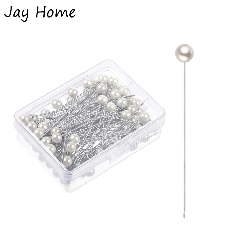 100pcs Pearl Head Pins Crystal Head Corsage Sewing Pins Straight