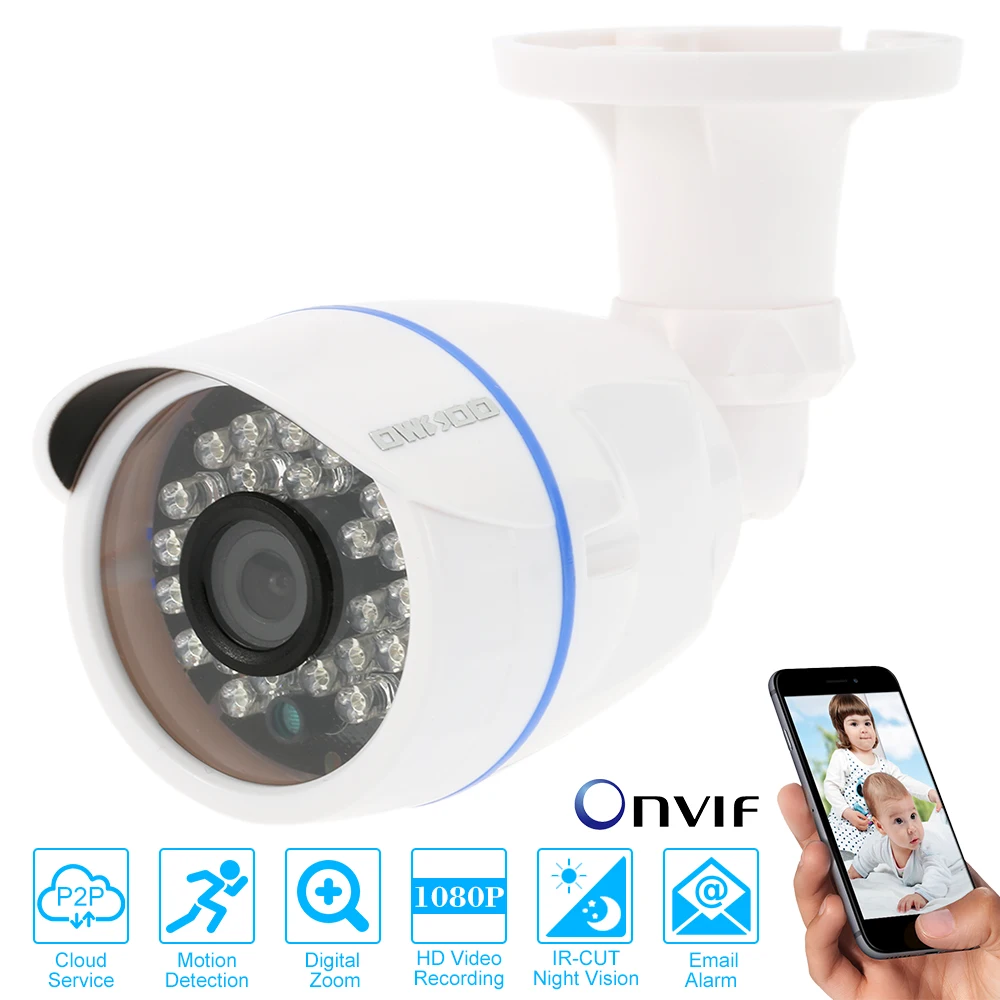

OWSOO HD 1080P Waterproof IP Cloud Camera CCTV Surveillance Security Network Bullet Camera Night View Motion Detection