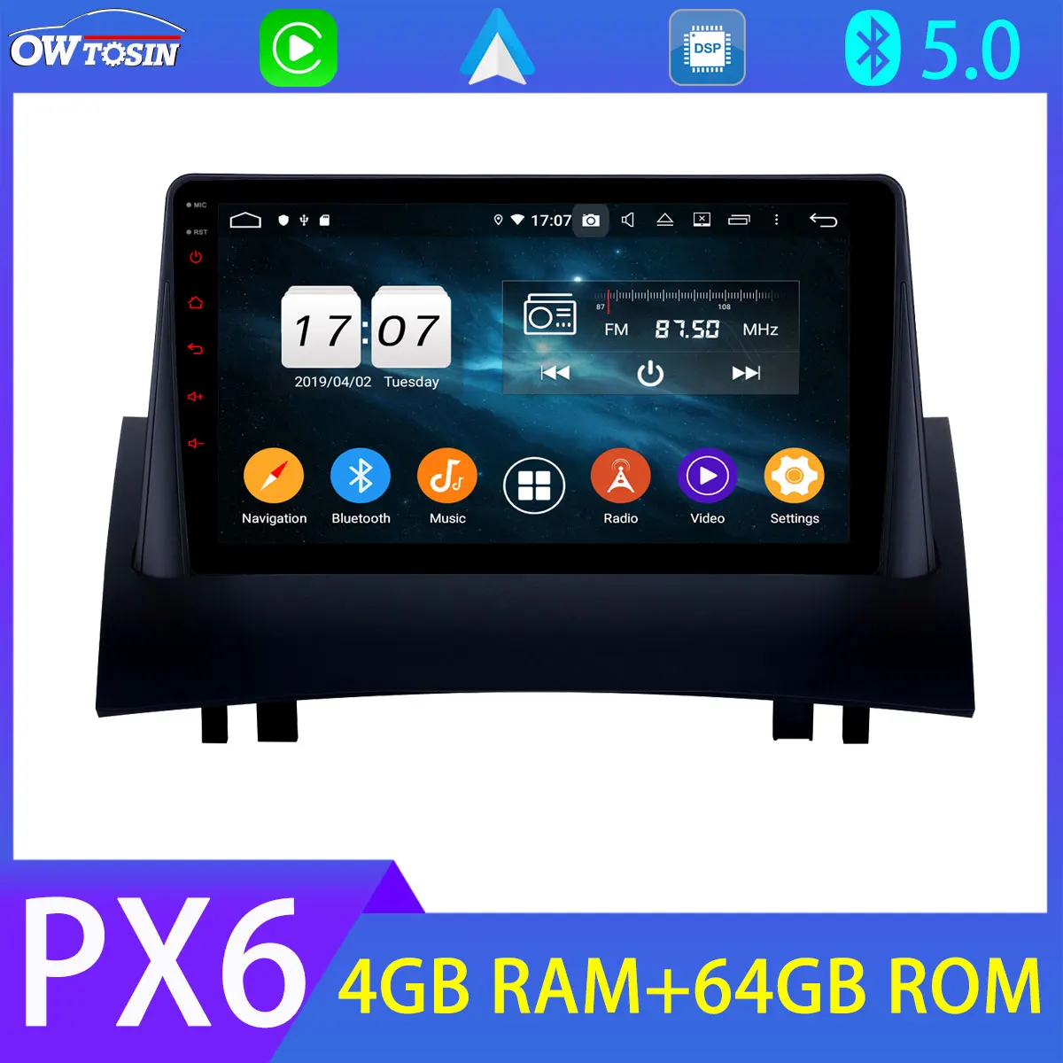 Автомагнитола PX6 9 дюймов 4 Гб + 64 ГБ для Renault Megane 2 II 2003-2009 GPS Bluetooth навигация 5 0 Android 10 |
