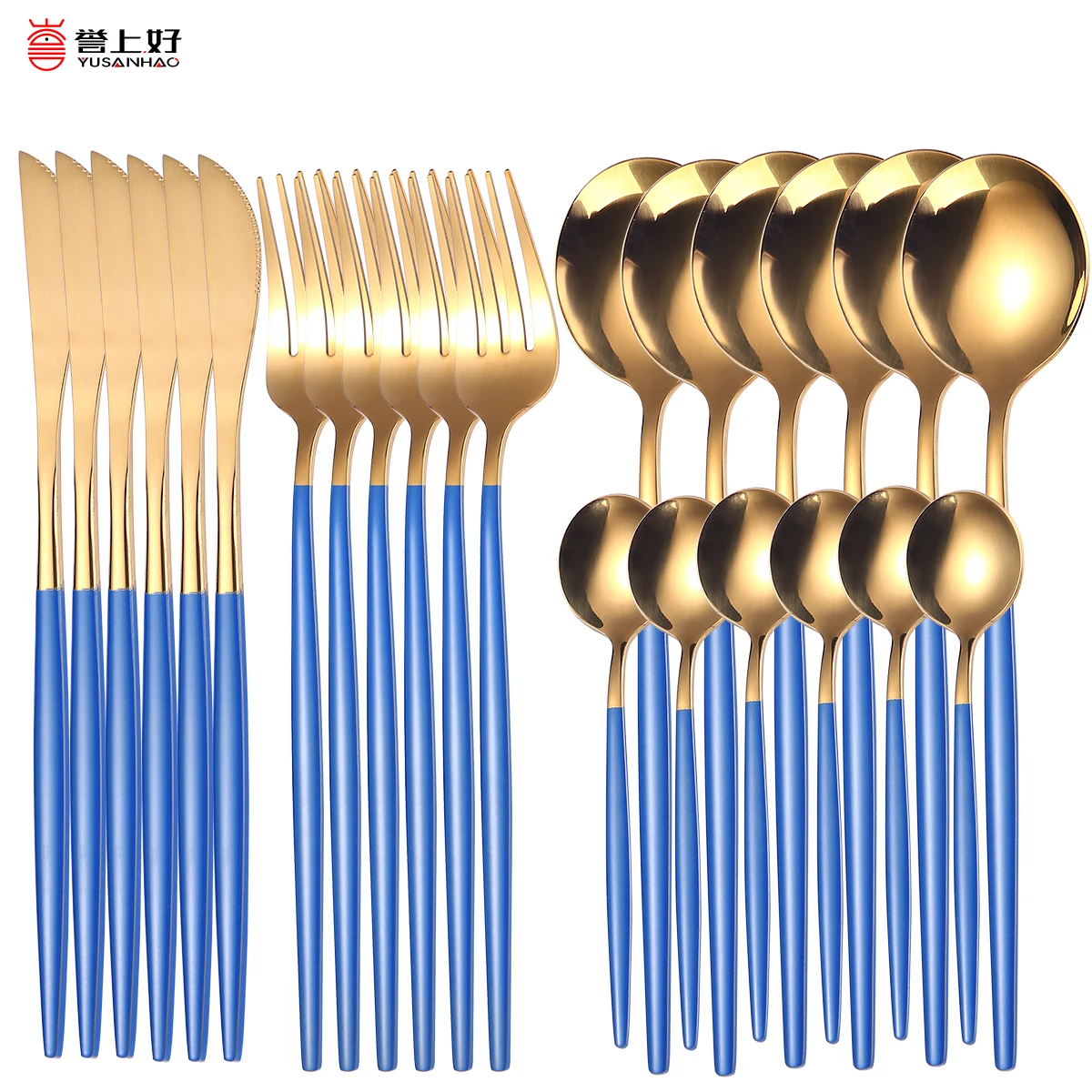 24pcs Gold Dinnerware Set Stainless Steel Tableware Set Knife Fork Spoon Luxury Cutlery Set Gift Box Flatware Dishwasher Safe