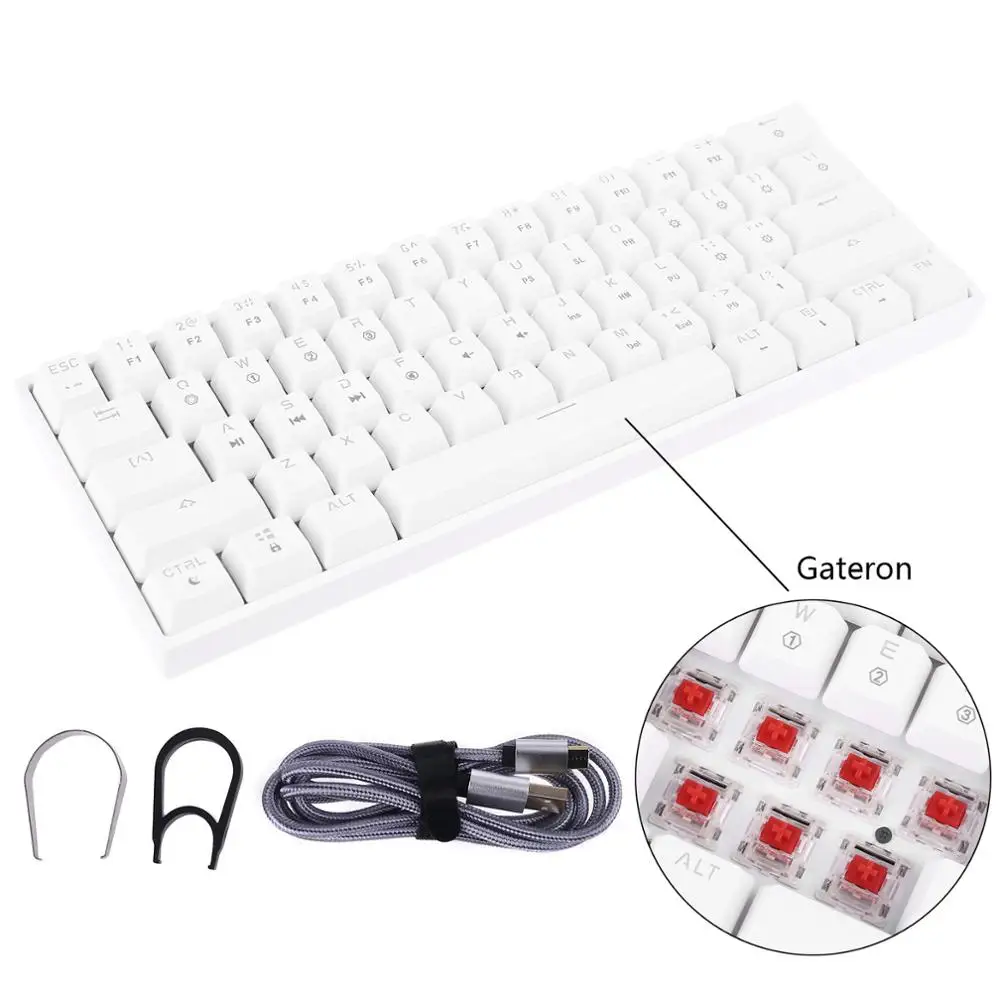 GK61 Hot Swappable Portable Mechanical Keyboard With RGB Backlit Gaming Keyboard Gateron Switches Compatible with Cheery mx Kail