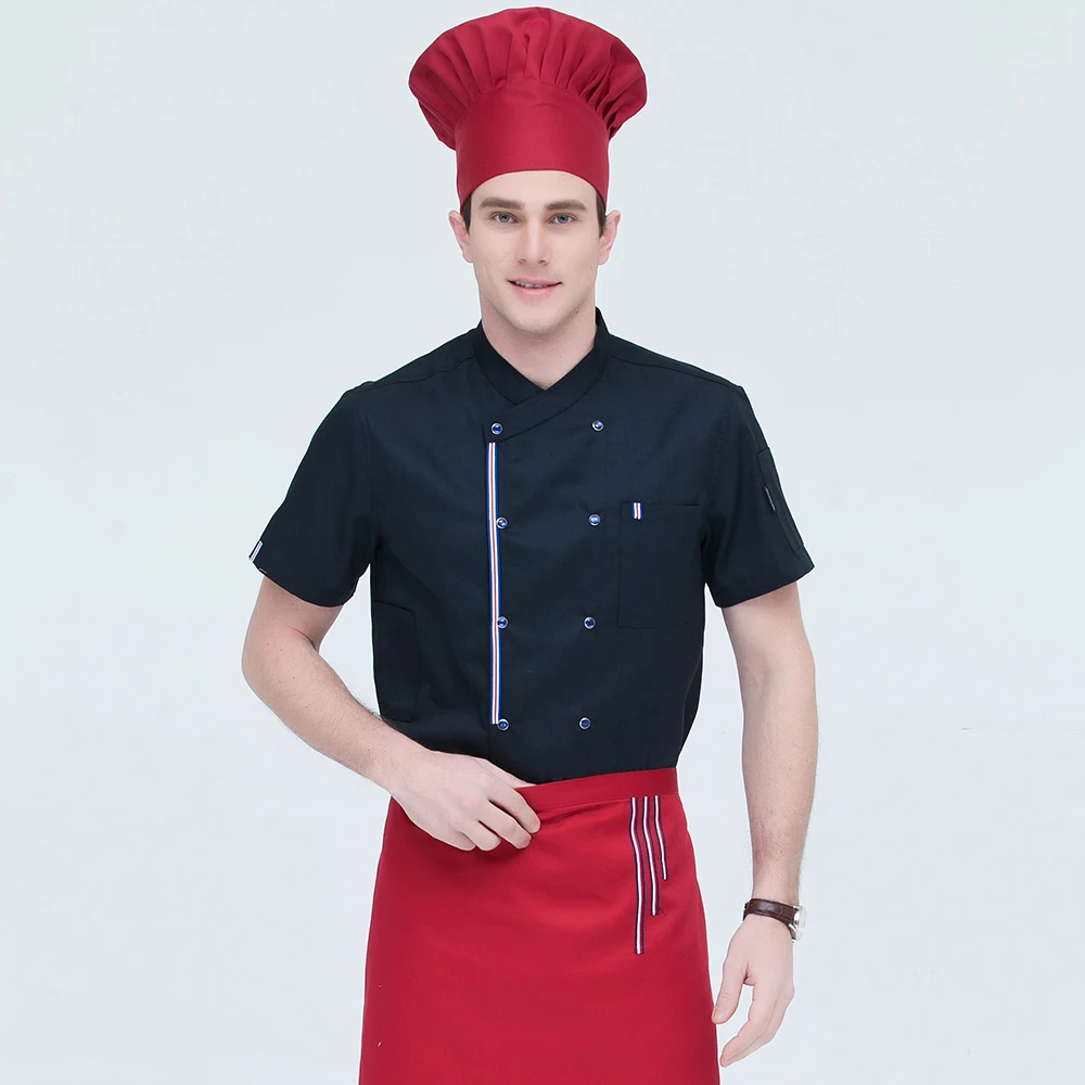 Chef Uniform Costume Breathable Food Service Short Sleeve hotel Kitchen Shirt Clothing kitchen coat in restaurant cooker jacket