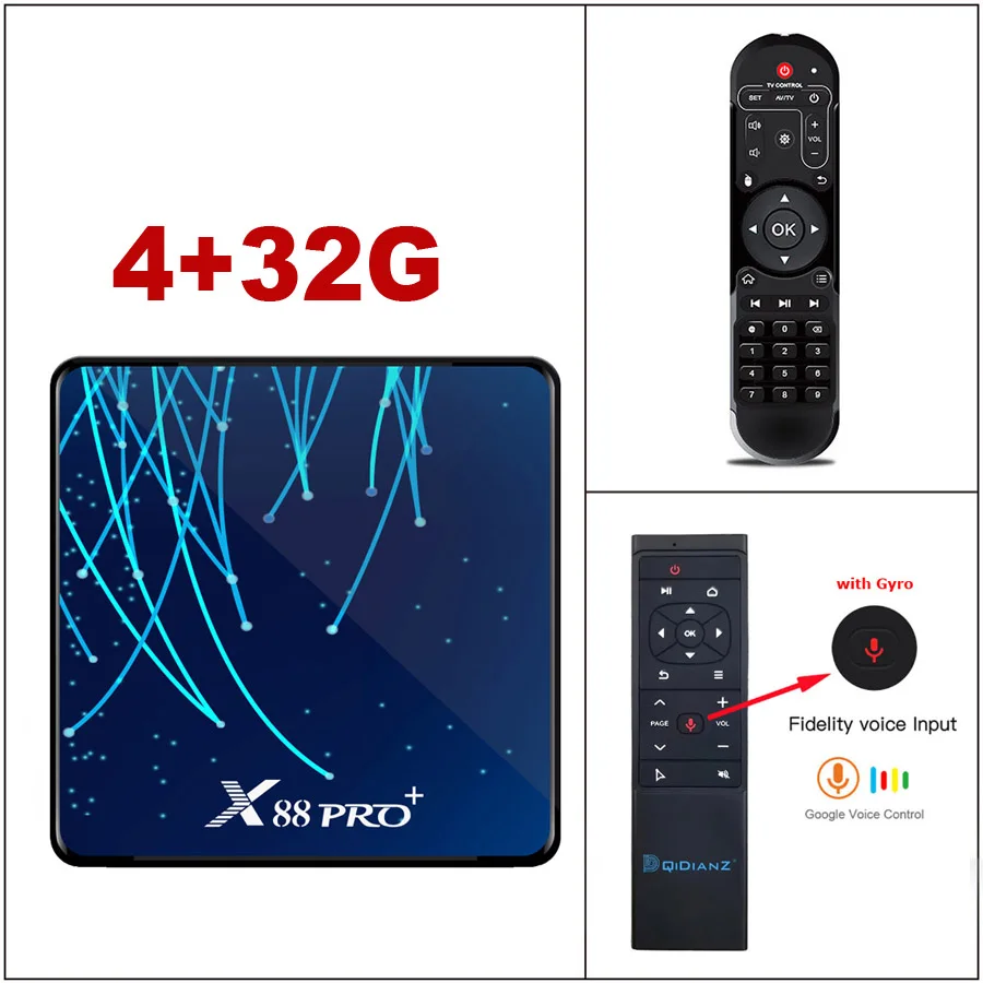 X88PRO+ Rockchip RK3368 Восьмиядерный Android 9,0 ТВ-приставка 4 Гб 128 Гб 1080p 4K Google голосовой помощник ТВ-приставка X88 PRO PLUS - Цвет: 4G32G voice control