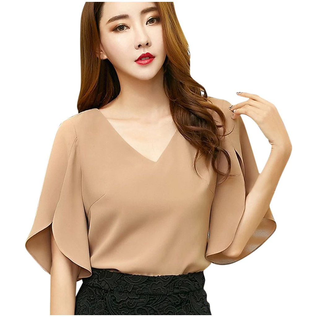 JAYCOSIN Vintage V-neck Flare Sleeve Polka Women Blouse Shirts Elegant Front Buttons Slim Waist Ruffles Female Blusas T29 | Женская