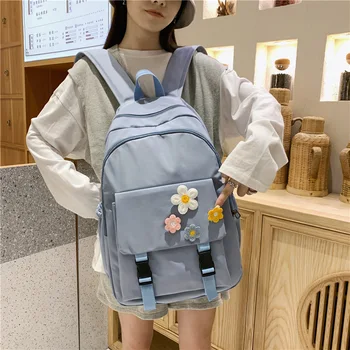 

New Female college student schoolbag girls backpack Korean fashion small flower travel backpack nylon waterproof schoolbag