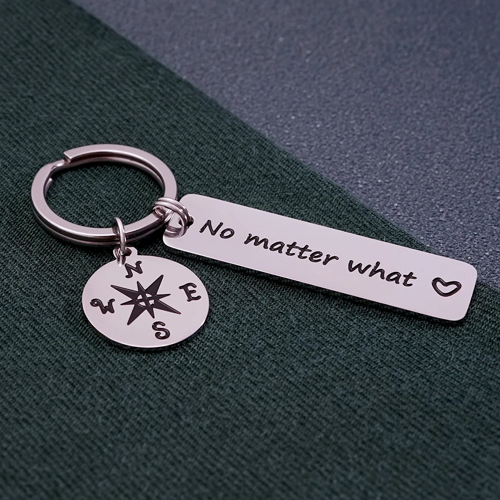 

compass pattern design keychain engraved words pendant keyring no matter what