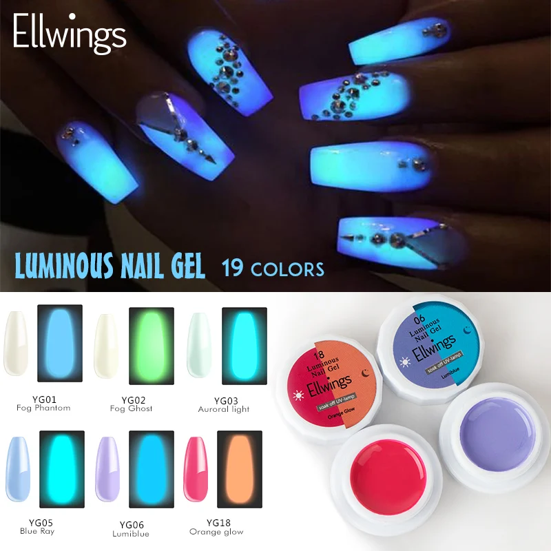 Ellwings светящийся в темноте неоновый флуоресцентный Гель-лак для ногтей лак