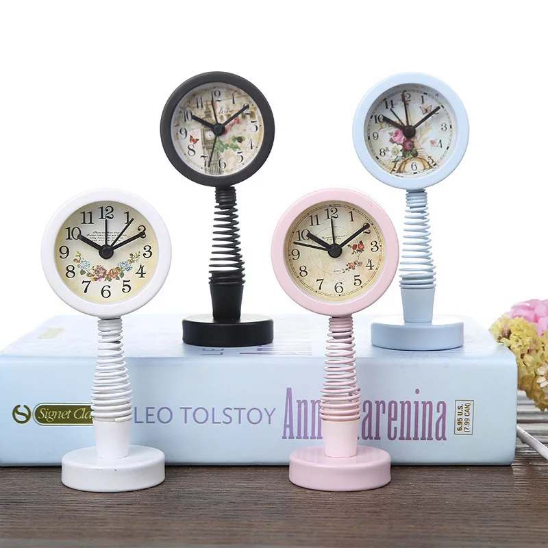 

Metal 1.5 Inch Spring Originality Small Alarm Clock Can Paste Mini- Vehicle Small Alarm Clock Home Furnishing Bedside Pendulum
