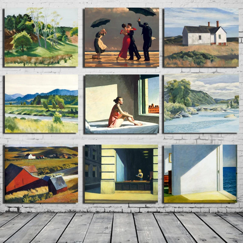 Edward Hopper Wallpaper Wall Art Canvas Painting Posters Prints Modern Picture For Living Room Home Decor | Дом и сад