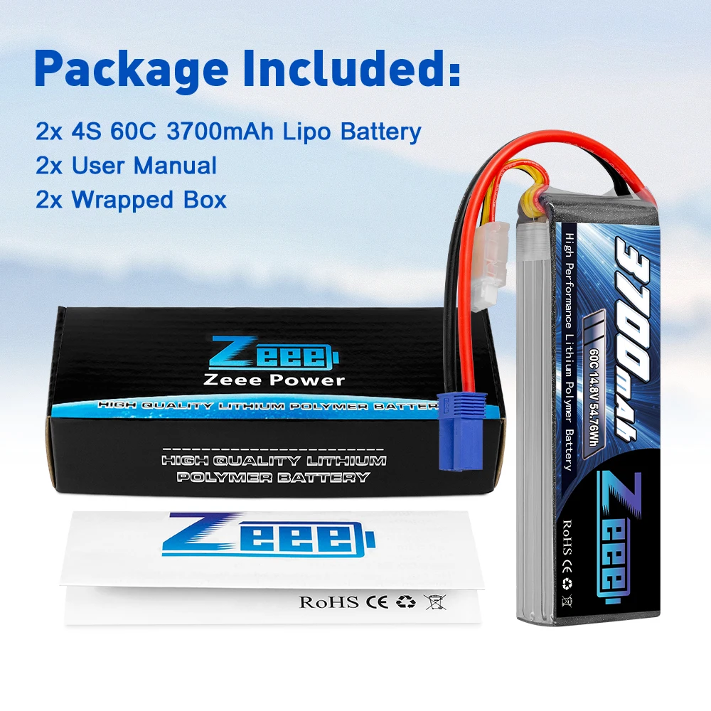 Zeee 4S LiPo batteria 3700mAh 14,8V 60C 4S RC batteria con connettore EC5 spina per FPV Racing UAV Drone Veicolo a quattro assi elicottero RC Nave RC Veicolo RC Modells 2 Batteria Zeee 4S LiPo batteria 3700mAh 14,8V 60C 4S RC batteria con connettore EC5 spina per FPV Racing UAV Drone Veicolo a quattro assi elicottero RC Nave RC Veicolo RC Modells 2 Batteria