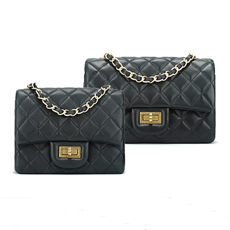 

Leather Woman Package 2019 Diamond Lattice Chain Single Shoulder Satchel Leather Small Square Package Woman Package