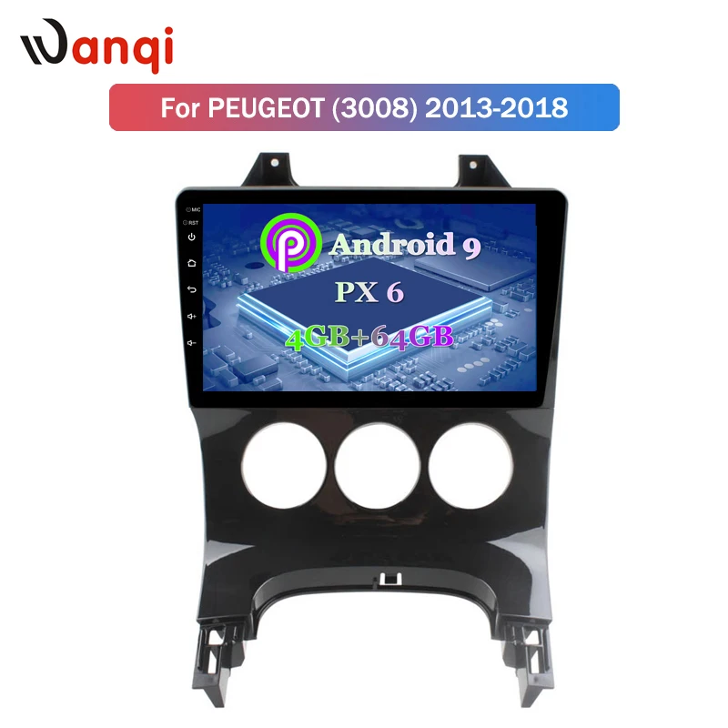 Android 9 PX6 4G+ 64G 9 дюймов авто радио для 2009-2012 peugeot 3008 С Bluetooth Музыка gps навигация